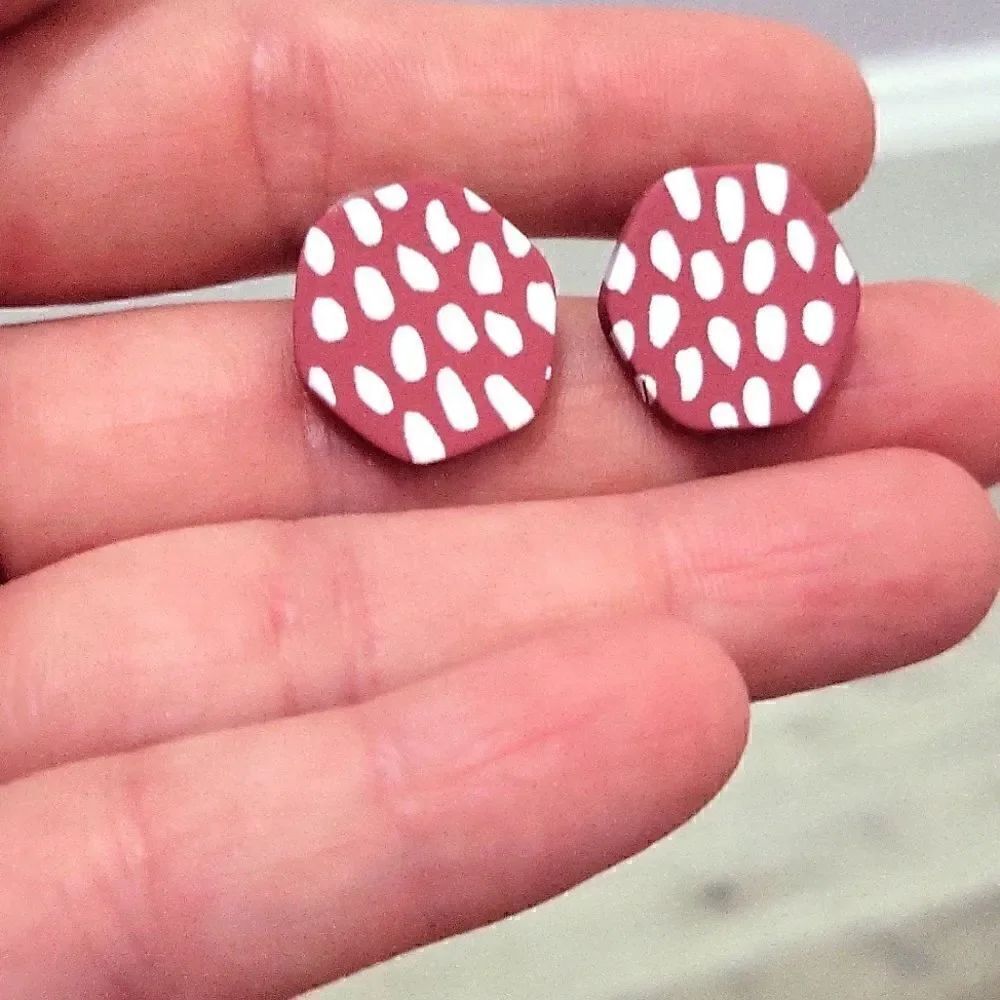 Rose/White Earrings